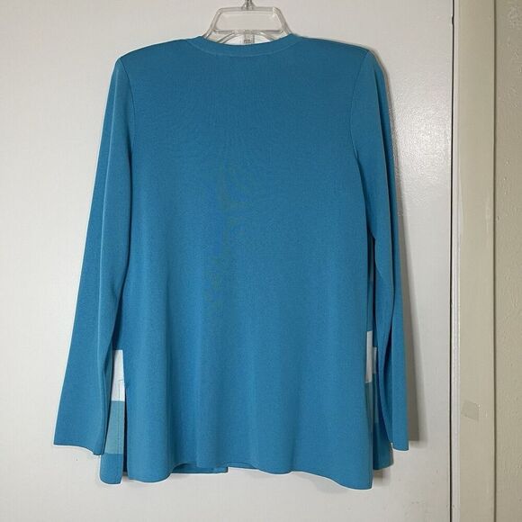 Exclusively Misook Blue striped color block cardigan sweater 2 piece Small - Picture 4 of 8